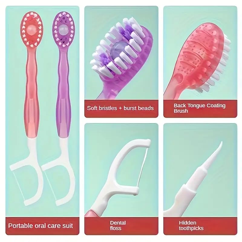 5-in-1 Pre-Pasted Mini-Travel Toothbrushes | Pack OF 5 pcs