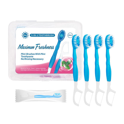 5-in-1 Pre-Pasted Mini-Travel Toothbrushes | Pack OF 5 pcs