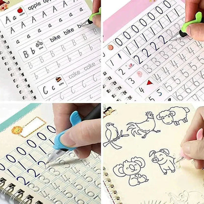 Kids Magic Practice Copybook Set ✍️ Reusable Writing Books for Kids (4 Books + Pen)
